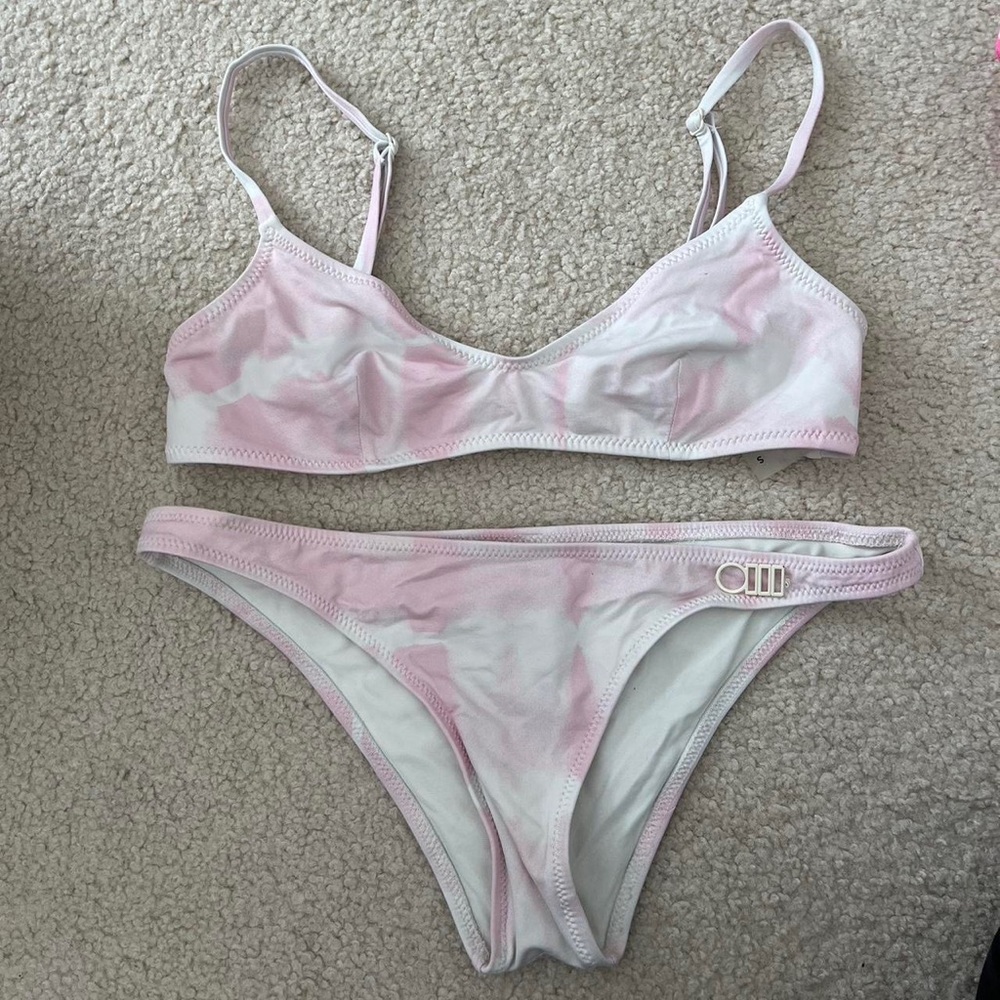 Solid And Striped Pink Marble Bikini - image 1